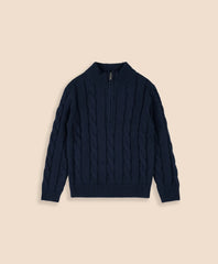 Boys Cotton Cable Knit Quarter-Zip Sweater | Brooks Brothers