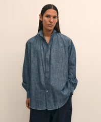 Brooks Brothers X Engineered Garments Cotton Chambray Wing Collar Oversized Dress Shirt | Brooks Brothers