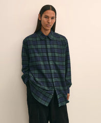 Brooks Brothers X Engineered Garments Cotton Flannel Round Pinhole Collar Oversized, Tartan Dress Shirt | Brooks Brothers