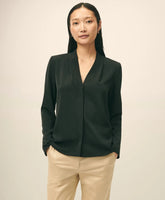 Concealed-Placket Blouse in Crepe | Brooks Brothers