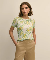 Cotton Floral Short-Sleeve Shell Sweater | Brooks Brothers