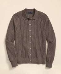Cotton Mini-Cable Polo Cardigan | Brooks Brothers