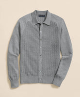 Cotton Mini-Cable Polo Cardigan | Brooks Brothers
