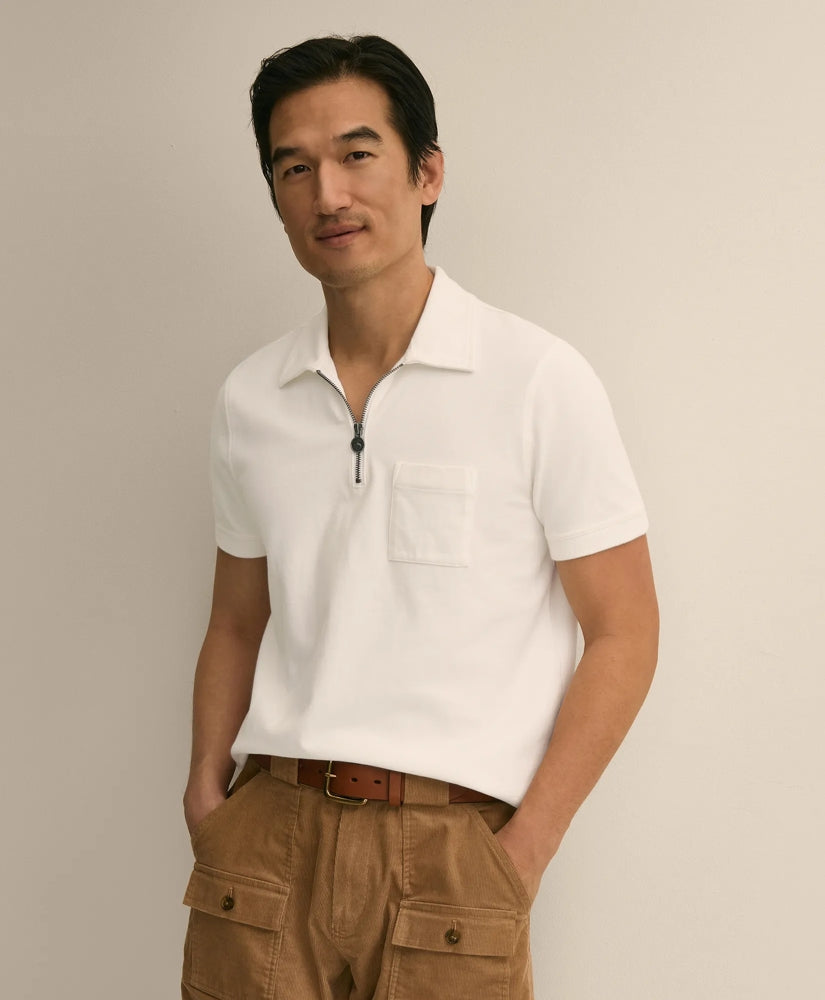 Cotton Sueded-Jersey Quarter-Zip | Brooks Brothers