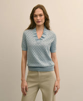 Cotton Viscose Short-Sleeve Ruffle Sweater | Brooks Brothers