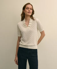 Cotton Viscose Short-Sleeve Ruffle Sweater | Brooks Brothers