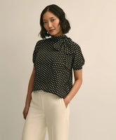 Dot-Print Tie-Neck Blouse | Brooks Brothers
