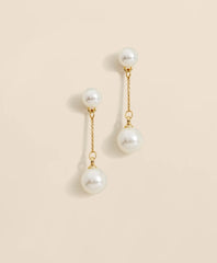 Faux-Pearl-Drop Fine-Chain Earrings | Brooks Brothers