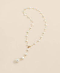 Faux Pearl & Gold-Toned Y-Neck Necklace | Brooks Brothers