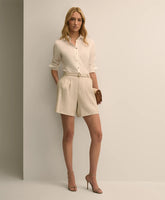 Linen Blend Belted Flounce Shorts | Brooks Brothers
