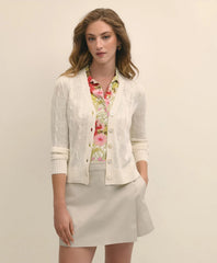 Linen Cable V-Neck Cardigan | Brooks Brothers