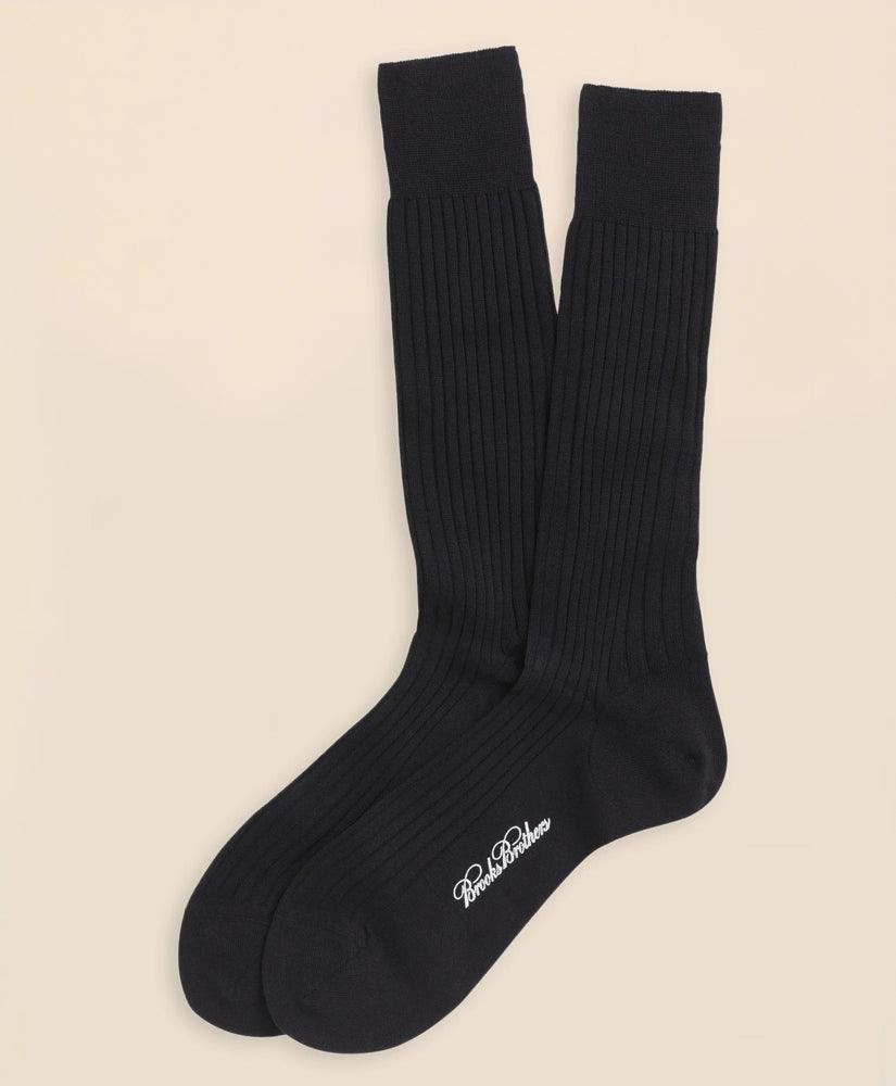 Merino Wool Ribbed Crew Socks | Brooks Brothers