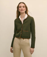 Brushed Merino Wool Suede Trim Sweater Jacket | Brooks Brothers