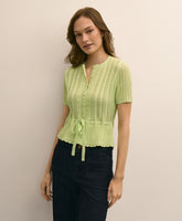 Short-Sleeve Pointelle Peplum Cardigan | Brooks Brothers