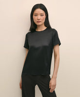 Short-Sleeve Top in Washable Silk Charmeuse | Brooks Brothers