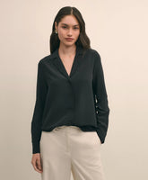Silk Crepe Notch-Collar Blouse | Brooks Brothers