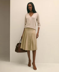 Silk V-Neck Marled Knit Relaxed Sweater | Brooks Brothers