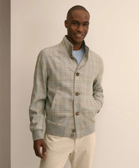 Silk-Wool Glen Plaid Bomber Jacket | Brooks Brothers