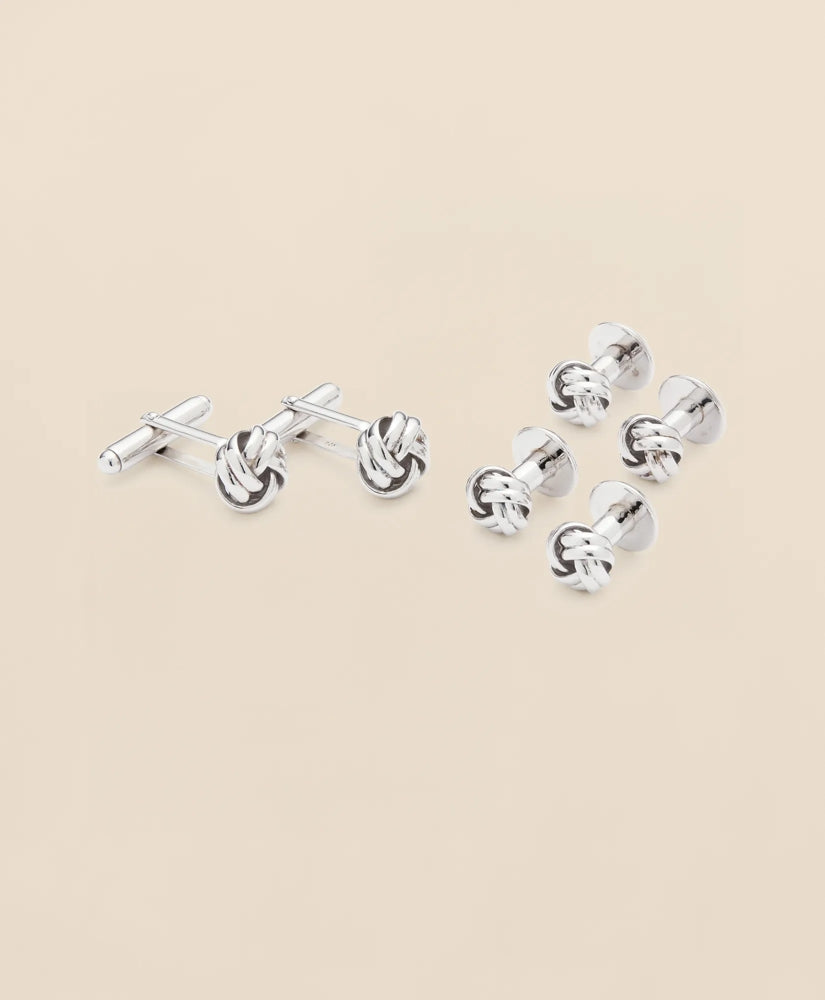 Sterling Silver Rhodium-Plated Knot Cufflinks | Brooks Brothers