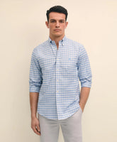 Stretch Cotton Non-Iron Oxford Polo Button-Down Collar, Outline Check Shirt | Brooks Brothers