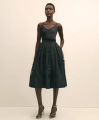 Taffeta Skirt With Embroidered Organza Overlay | Brooks Brothers