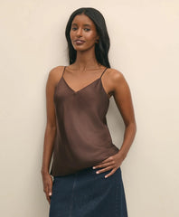 V-Neck Cami in Washable Silk Charmeuse | Brooks Brothers