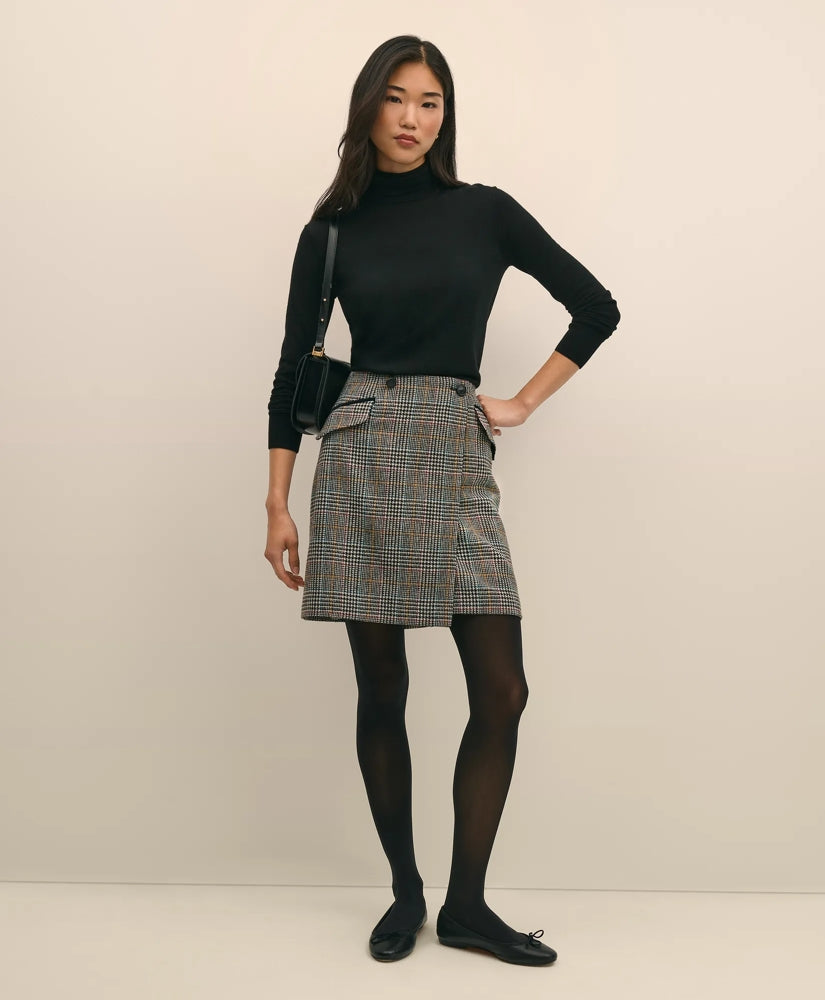 Wool Multi-Check Wrap Mini Skirt | Brooks Brothers