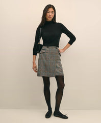 Wool Multi-Check Wrap Mini Skirt | Brooks Brothers