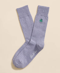 Cotton Blend Ribbed Socks with Embroidered Golden Fleece | Brooks Brothers