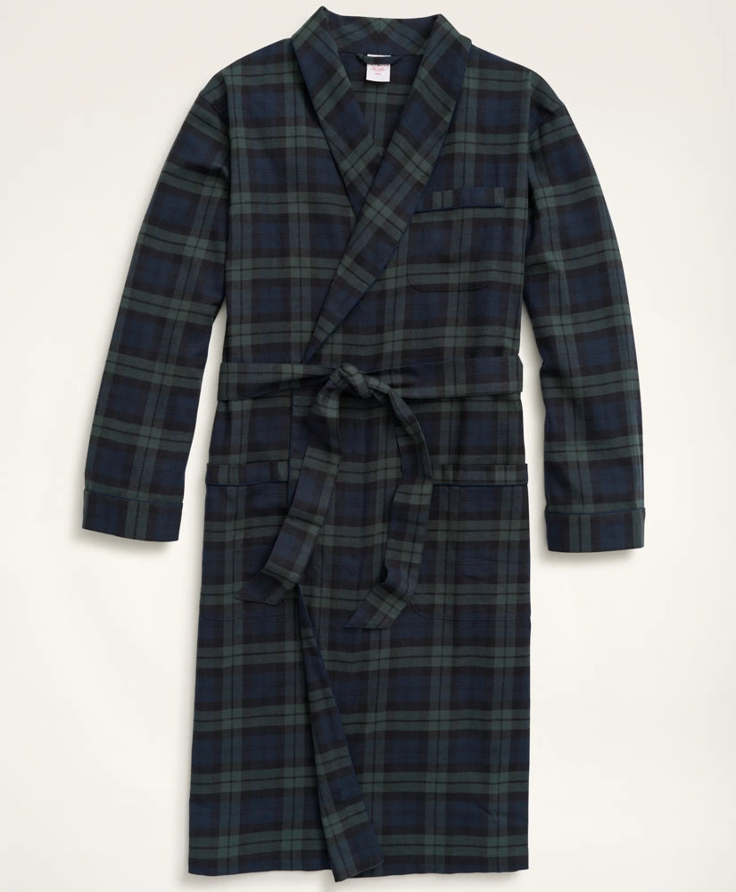 Cotton Flannel Black Watch Robe | Brooks Brothers