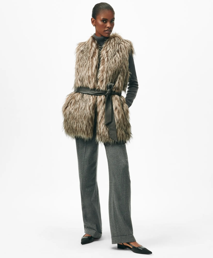 Belted Faux Fur Vest | Brooks Brothers