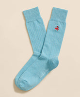 Cotton Blend Ribbed Socks with Embroidered Golden Fleece | Brooks Brothers