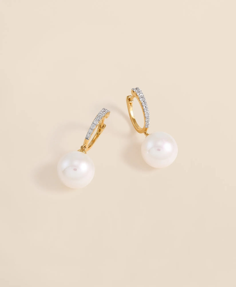 14k Gold Pearl Hoop Earrings | Brooks Brothers