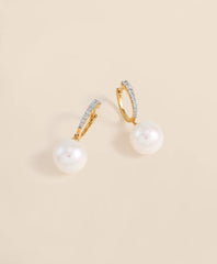 14k Gold Pearl Hoop Earrings | Brooks Brothers