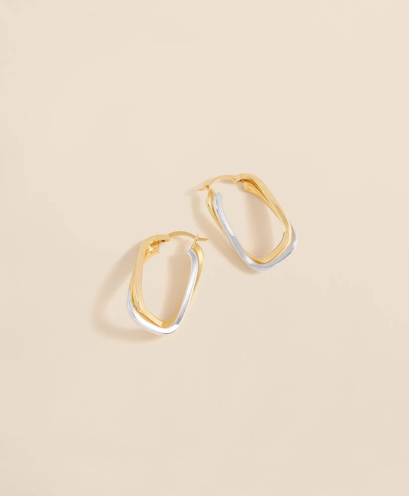 14k Yellow-White Gold Hoop Earrings | Brooks Brothers