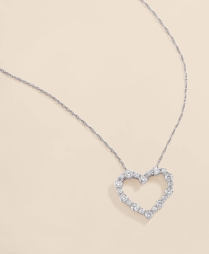 1 CT. Lab-Grown Diamond 14k White Gold Heart Pendant Necklace | Brooks Brothers