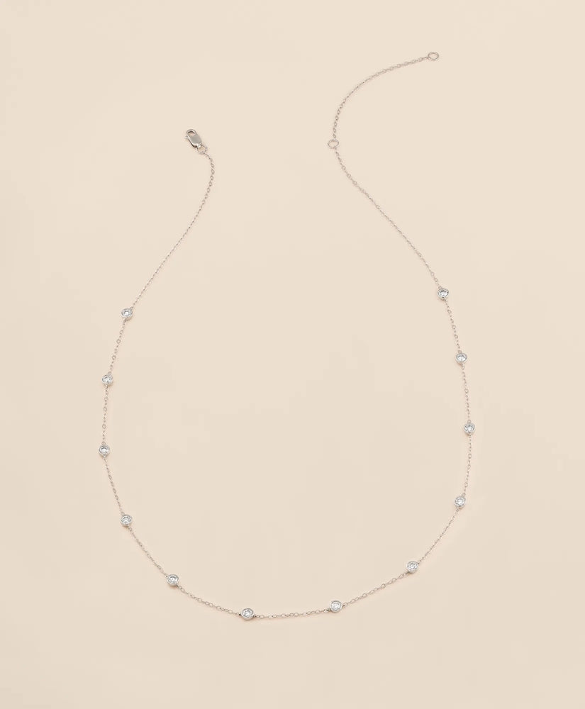 1 CT. Lab-Grown Diamond 14k White Gold Station Necklace | Brooks Brothers