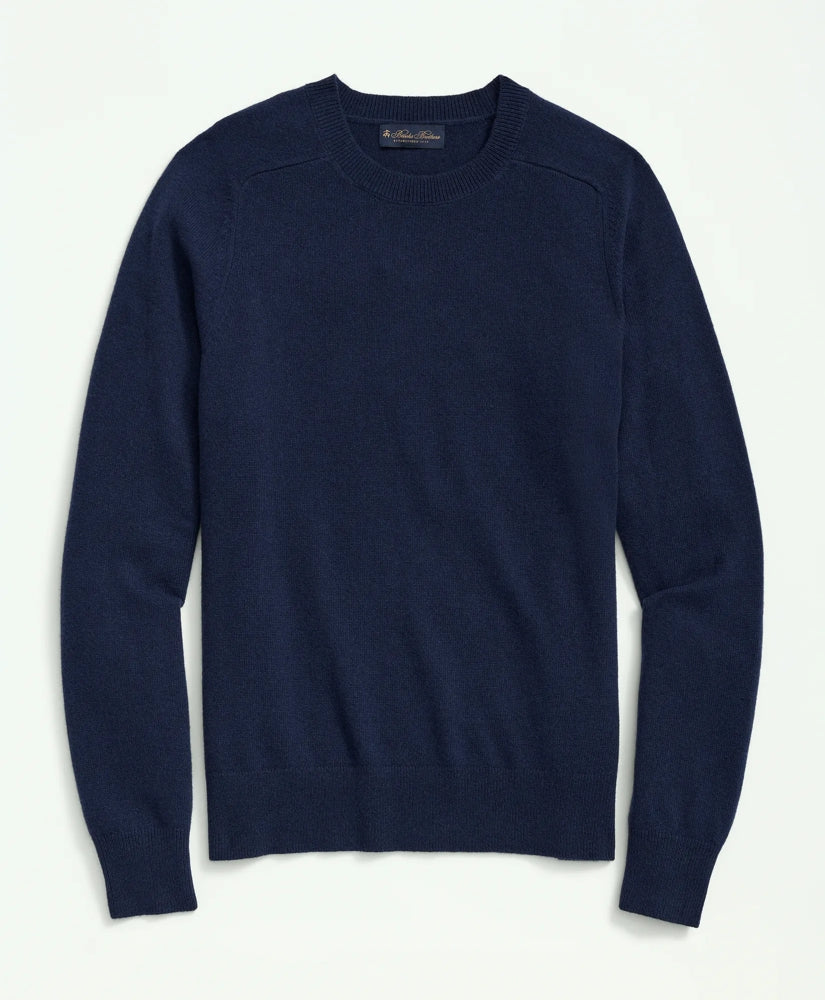 3-Ply Cashmere Crewneck Saddle Shoulder Sweater | Brooks Brothers