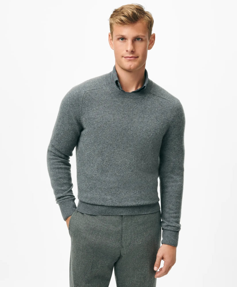 3-Ply Cashmere Crewneck Saddle Shoulder Sweater | Brooks Brothers