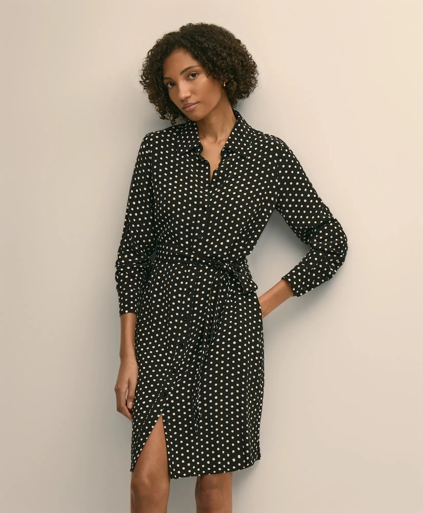 Belted Dot-Print Shirt Dress | Brooks Brothers