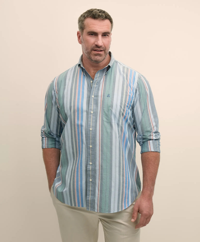 Big & Tall Friday Shirt, Poplin Awning Stripe | Brooks Brothers