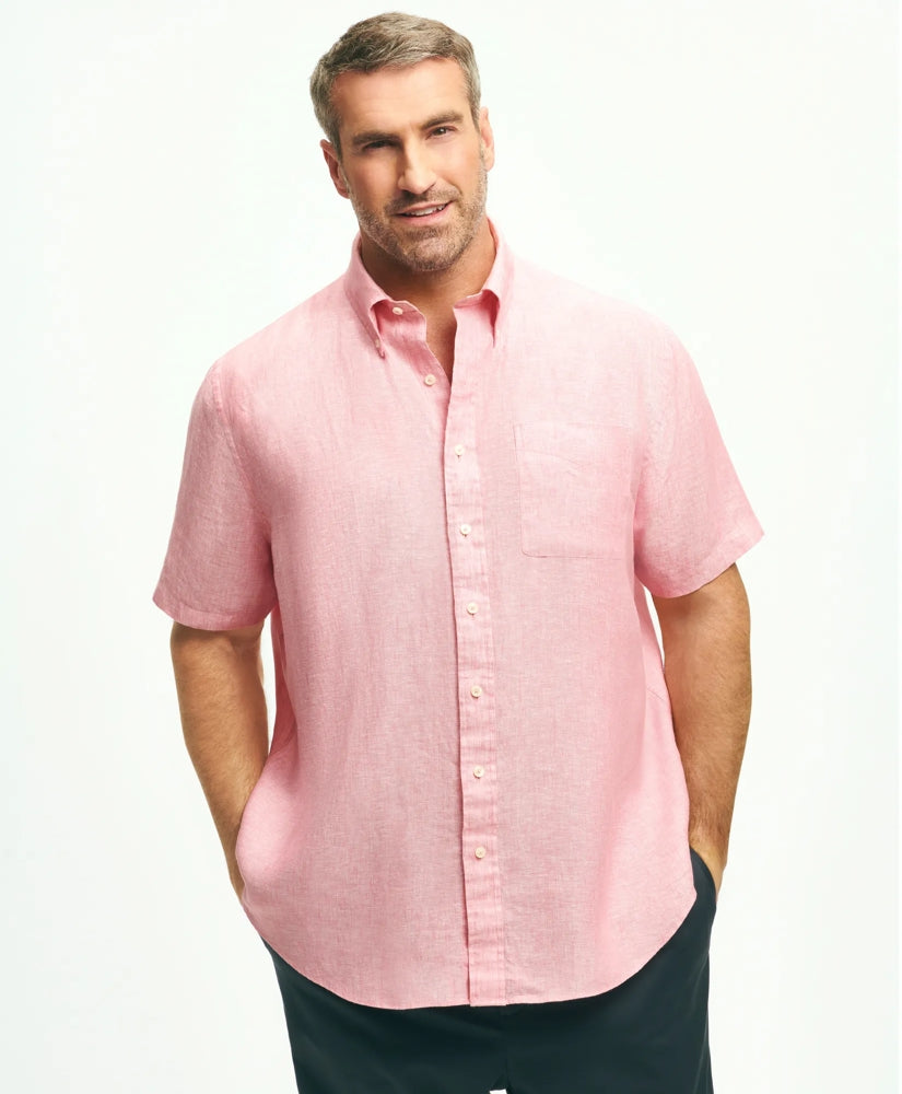 Big & Tall Sport Shirt,  Short-Sleeve Irish Linen | Brooks Brothers
