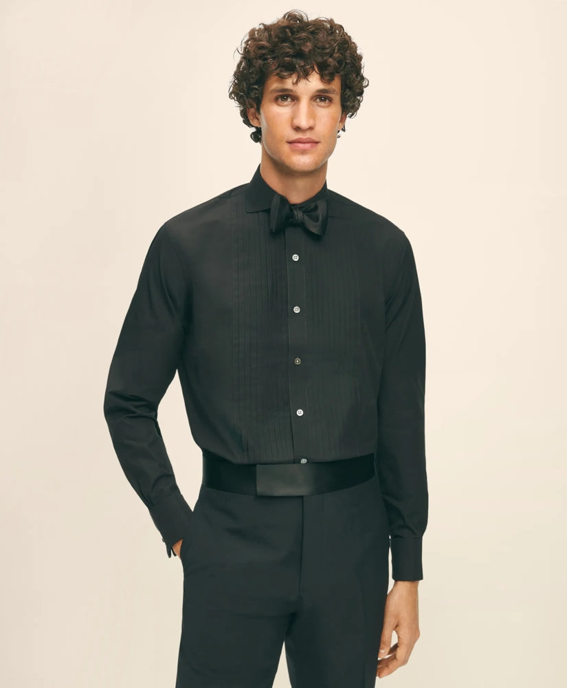 Black Fleece Pleated Londoner Collar Tuxedo Shirt in Sea Island Cotton | Brooks Brothers