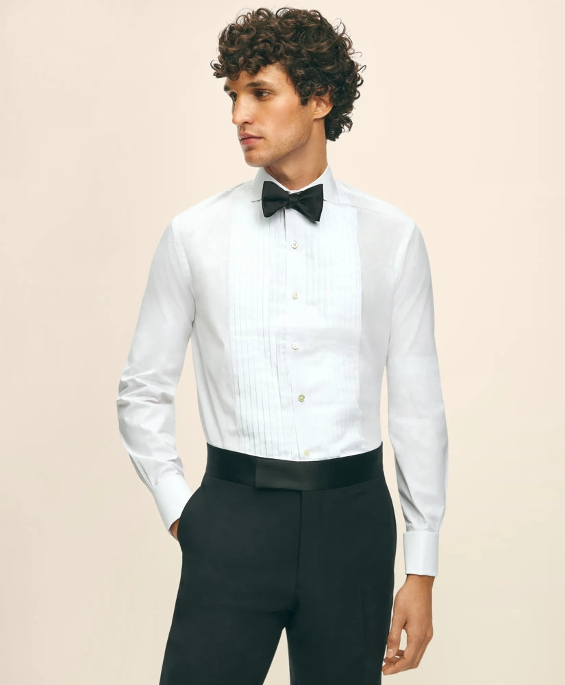 Black Fleece Pleated Londoner Collar Tuxedo Shirt in Sea Island Cotton | Brooks Brothers