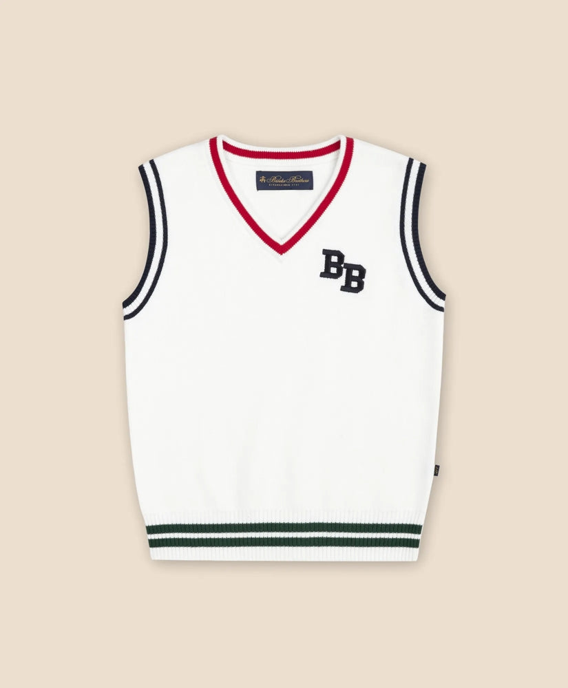 Boys Cotton Jacquard Varsity Sweater Vest | Brooks Brothers
