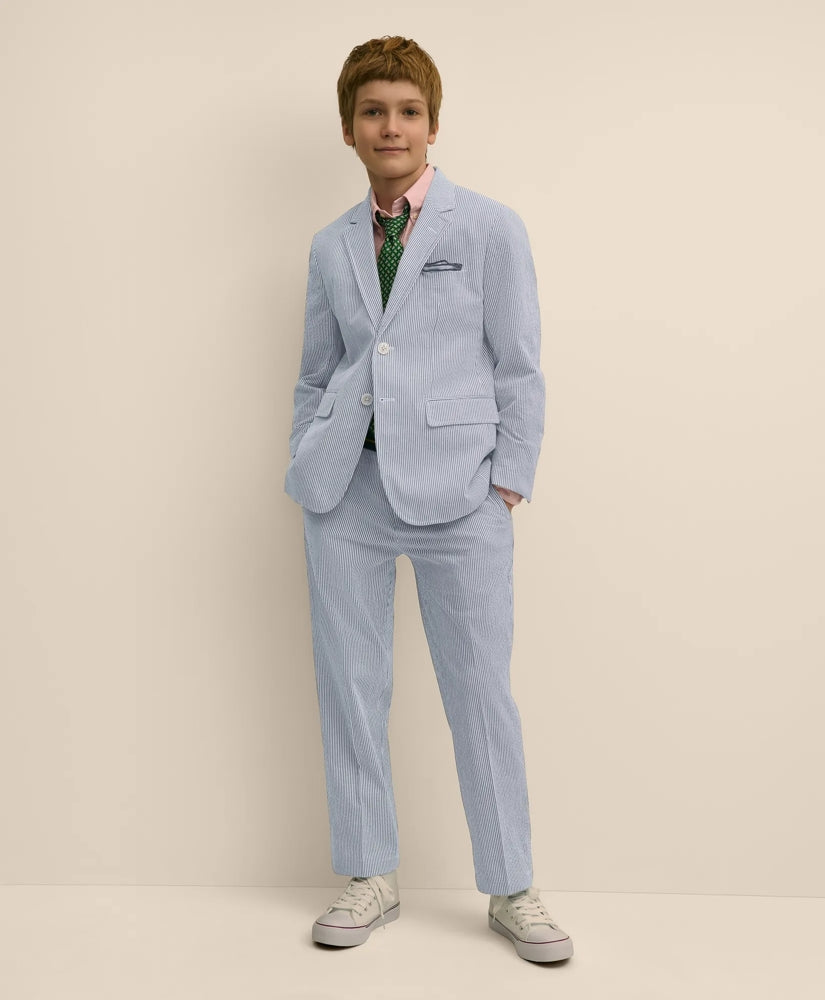 Boys Prep Stretch Cotton Seersucker Suit Pants | Brooks Brothers