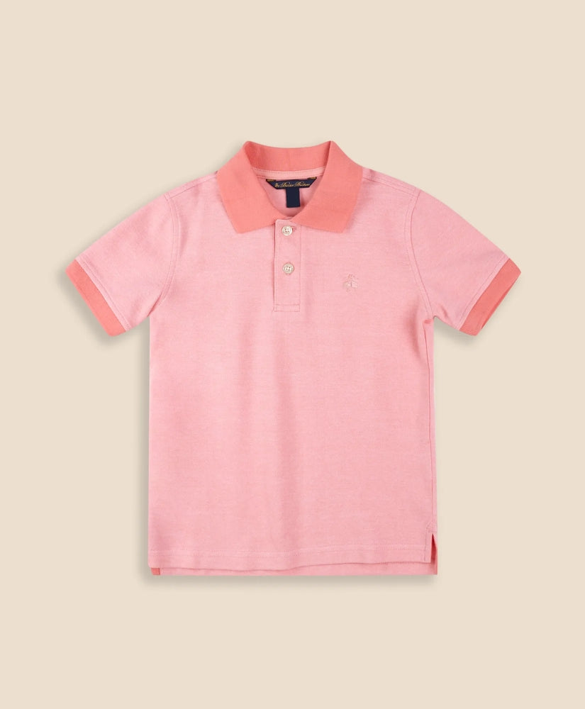 Boys Stretch Cotton Contrast Pique Polo Shirt | Brooks Brothers