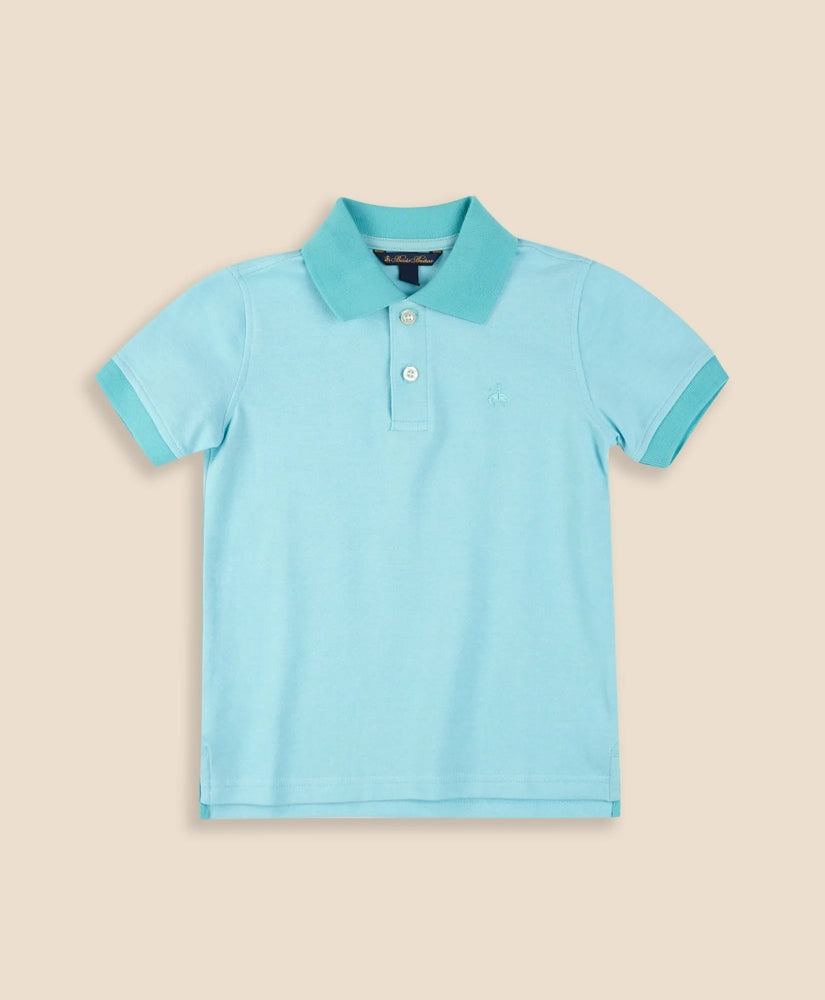 Boys Stretch Cotton Contrast Pique Polo Shirt | Brooks Brothers