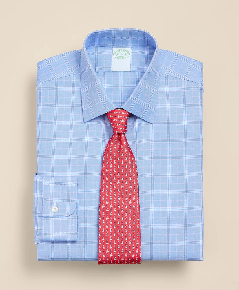 Brooks Brothers Explorer Collection Non-Iron Twill Ainsley Collar, Glen Plaid Dress Shirt | Brooks Brothers