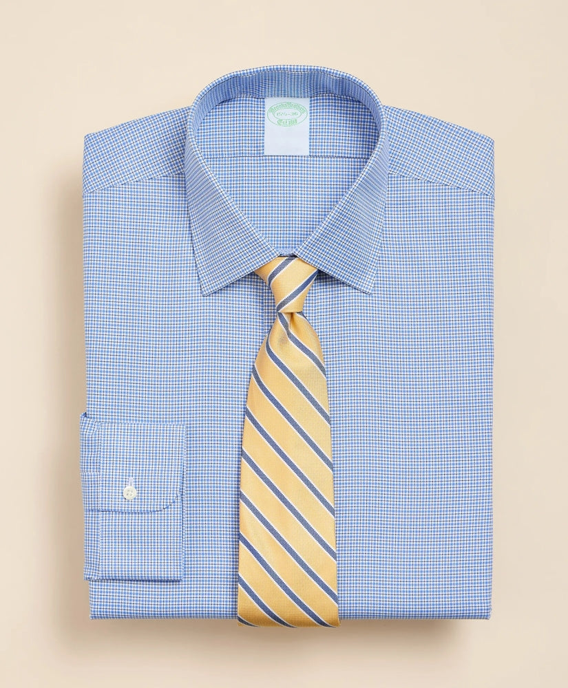 Brooks Brothers Explorer Collection Non-Iron Twill Ainsley Collar, Mini Check Dress Shirt | Brooks Brothers